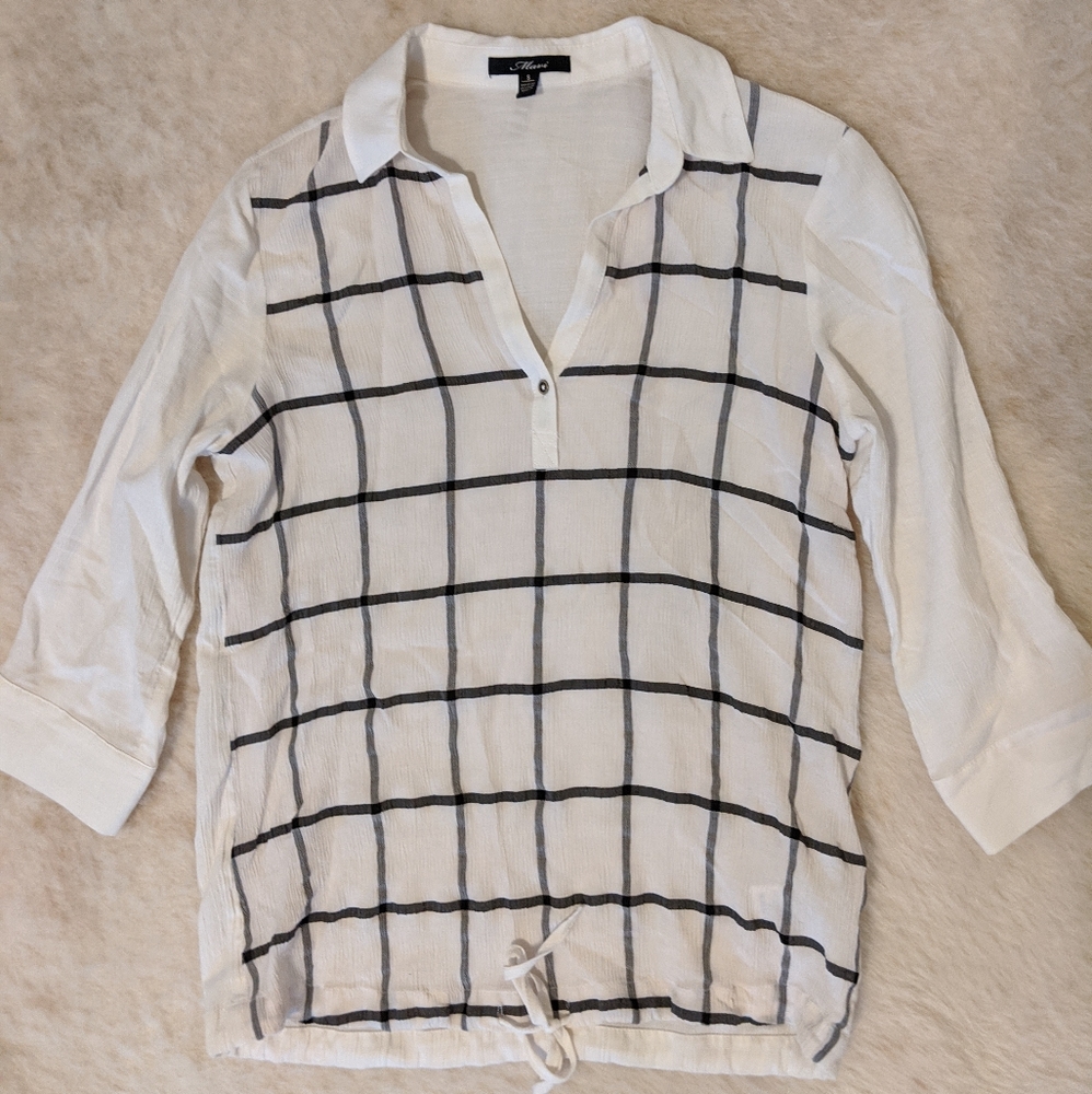 white black white stripe crinkled shirt